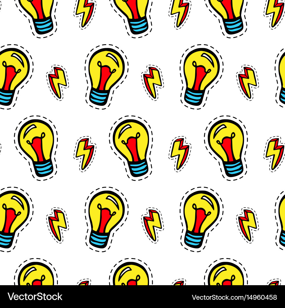 Light bulb patches seamless pattern Vector Image
