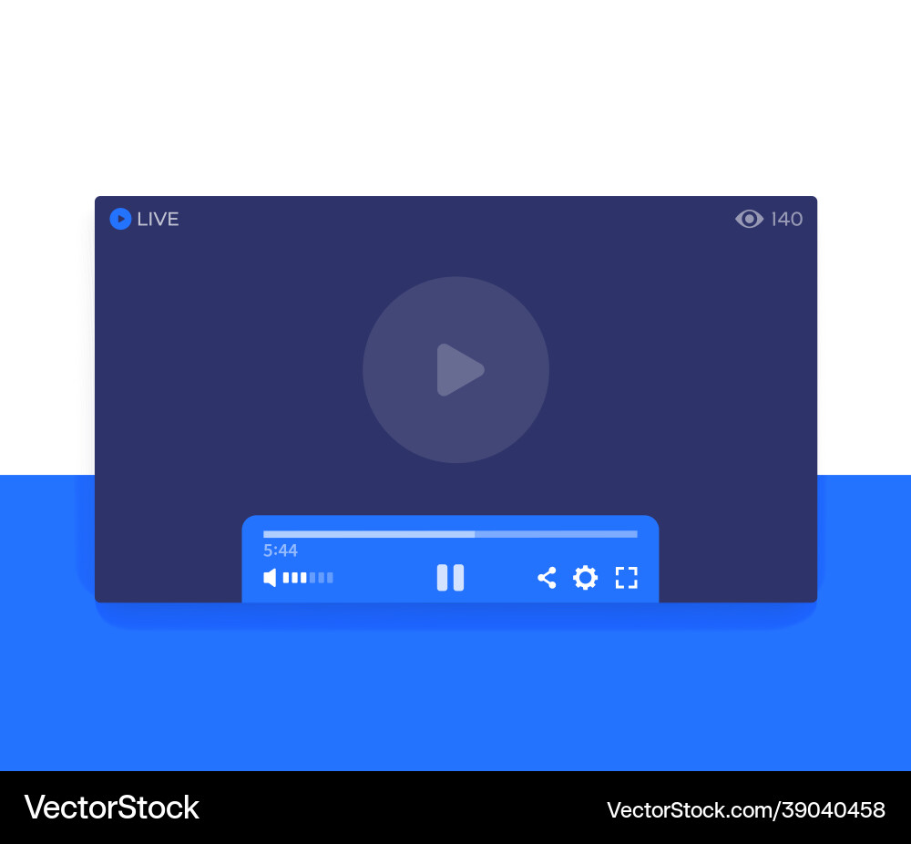Live streaming video player ui design vector image