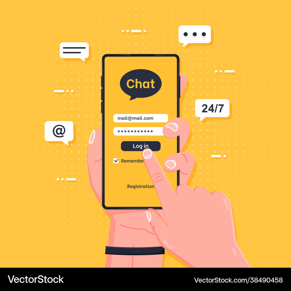 Messenger with filling form authentication Vector Image