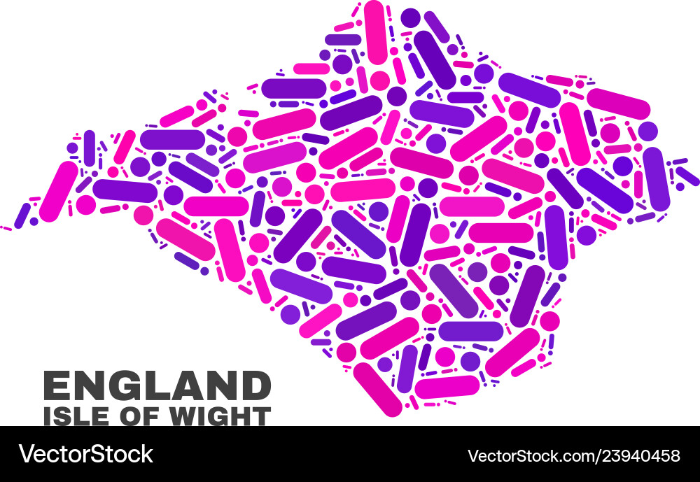Mosaic isle of wight map dots and lines Vector Image