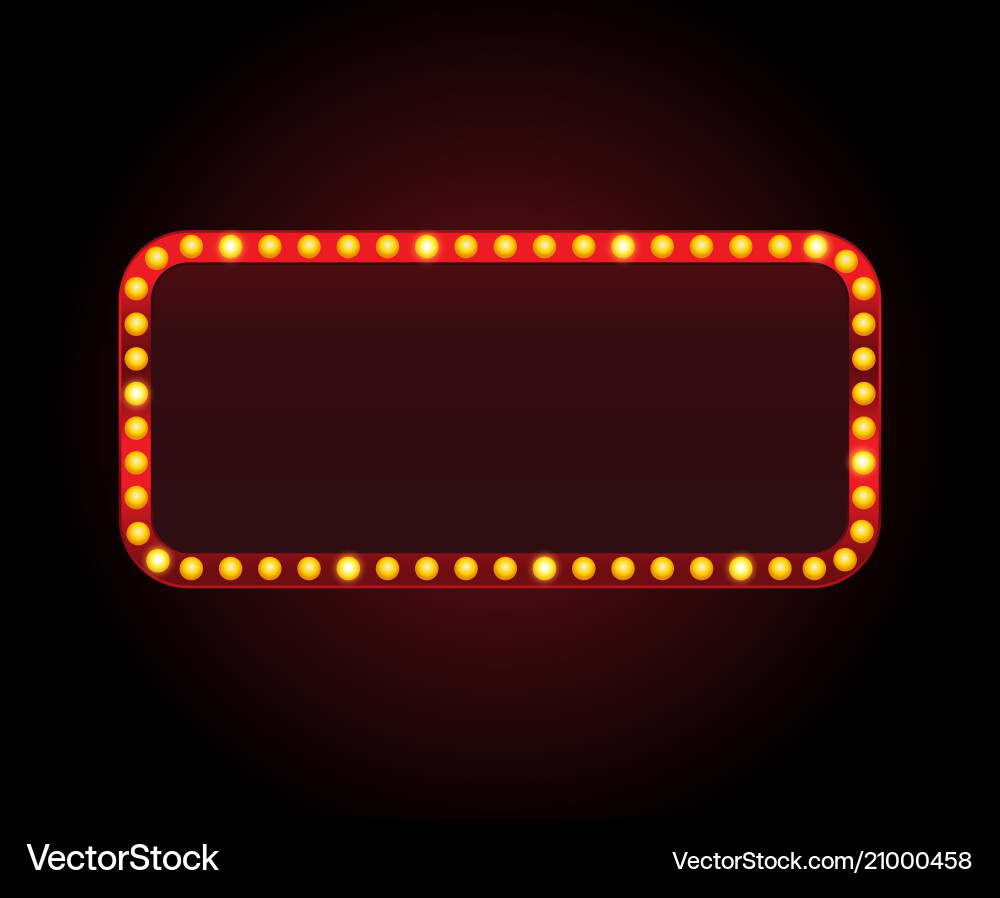 Rectangle theater sign frame with lights vector image