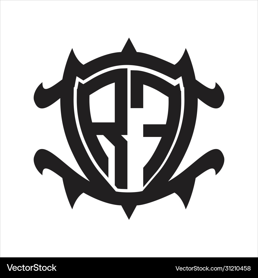 Rf logo monogram isolated with frame shield shape Vector Image