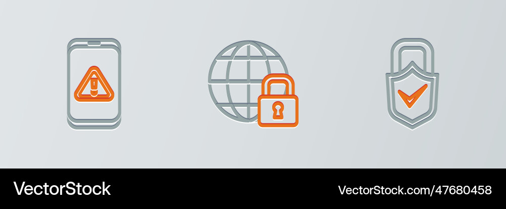 Set line lock and check mark mobile Vector Image