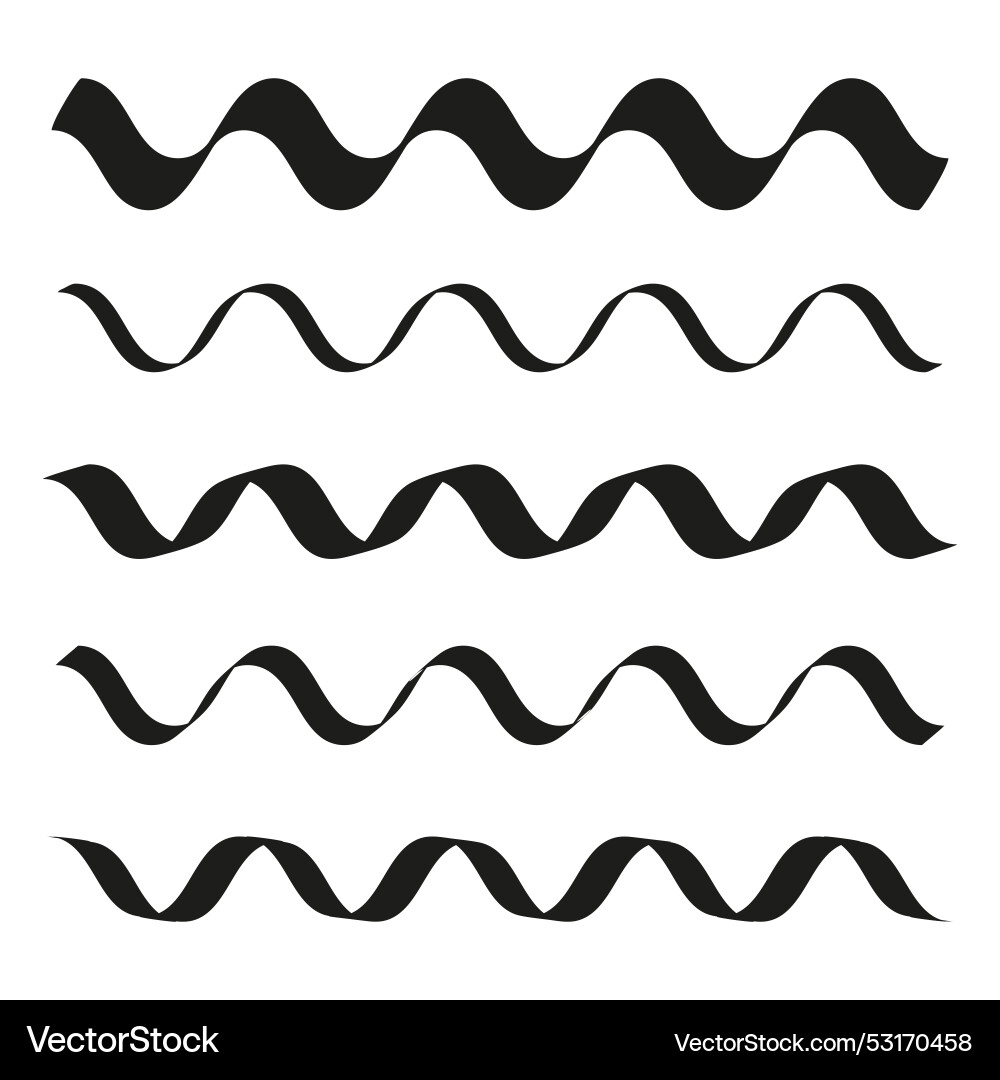 Set of black wavy lines seamless wave patterns vector image