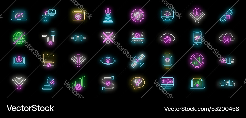 Set of disconnect broken wifi and no internet Set of disconnect broken wifi and no internet vector image