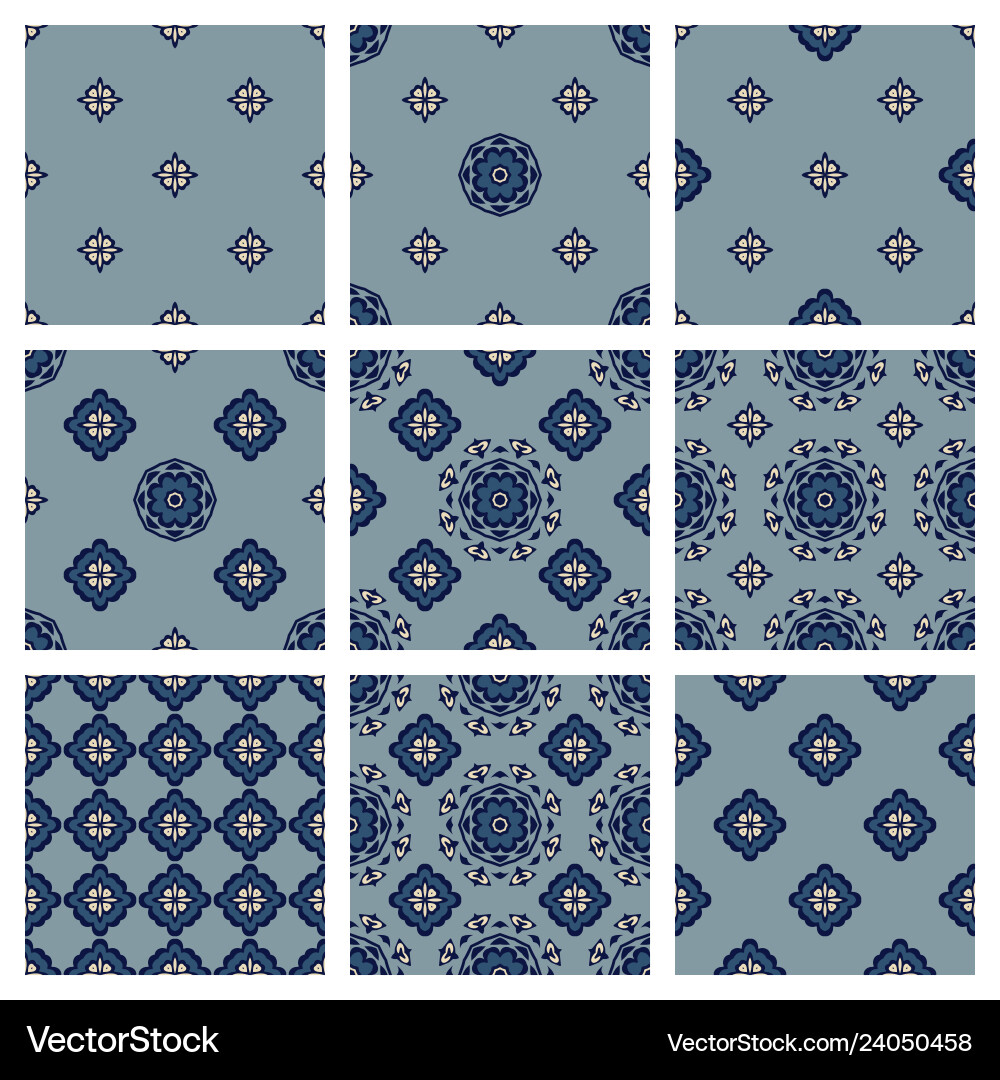 Set of patterns retro style for textile Set of patterns retro style for textile Vector Image