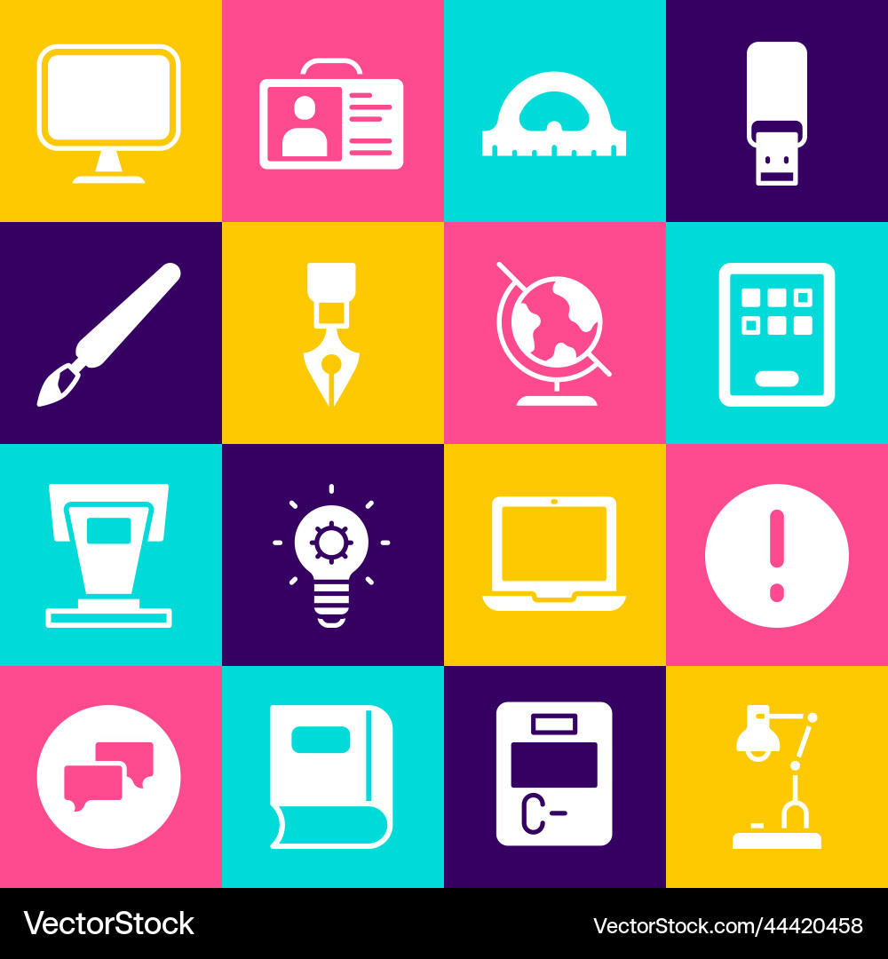 Set table lamp speech bubble and exclamation Set table lamp speech bubble and exclamation vector image