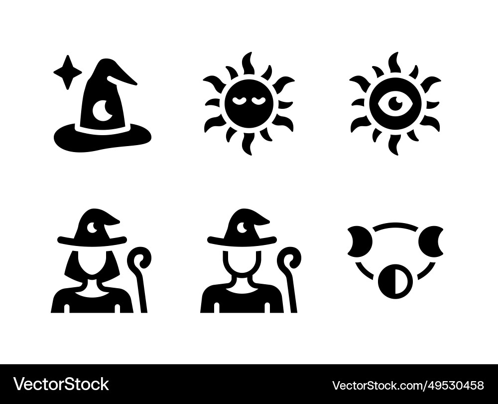 Simple set of celestial and witchcraft solid icons vector image