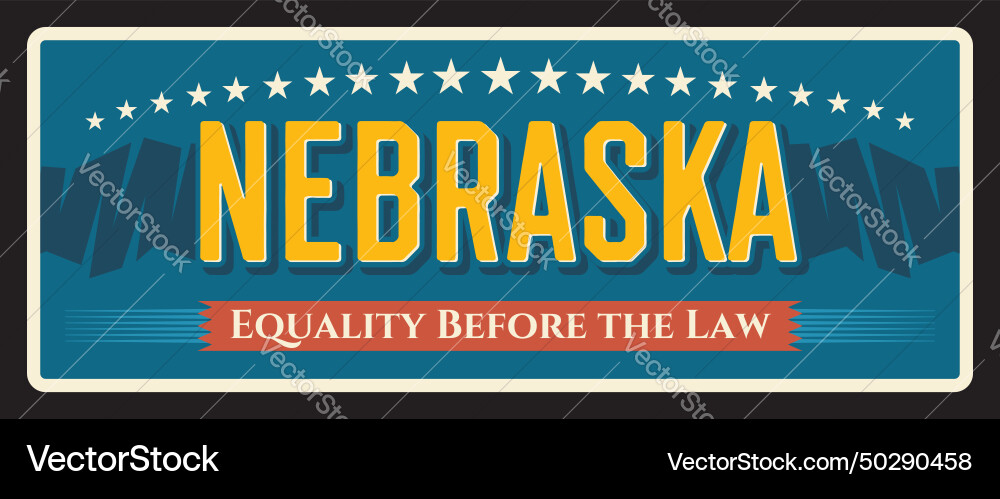 Usa nebraska state vintage sign old travel plate Usa nebraska state vintage sign old travel plate vector image
