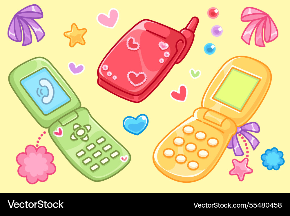 Y2k retro mobile phones set Royalty Free Vector Image
