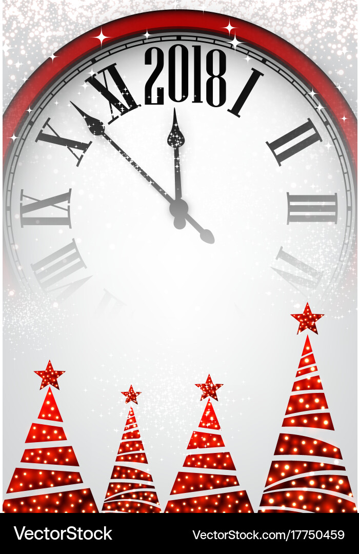 2018 new year background with clock Vector Image