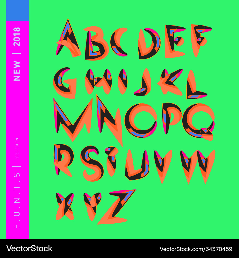 Abstract colorful font and alphabet Vector Image