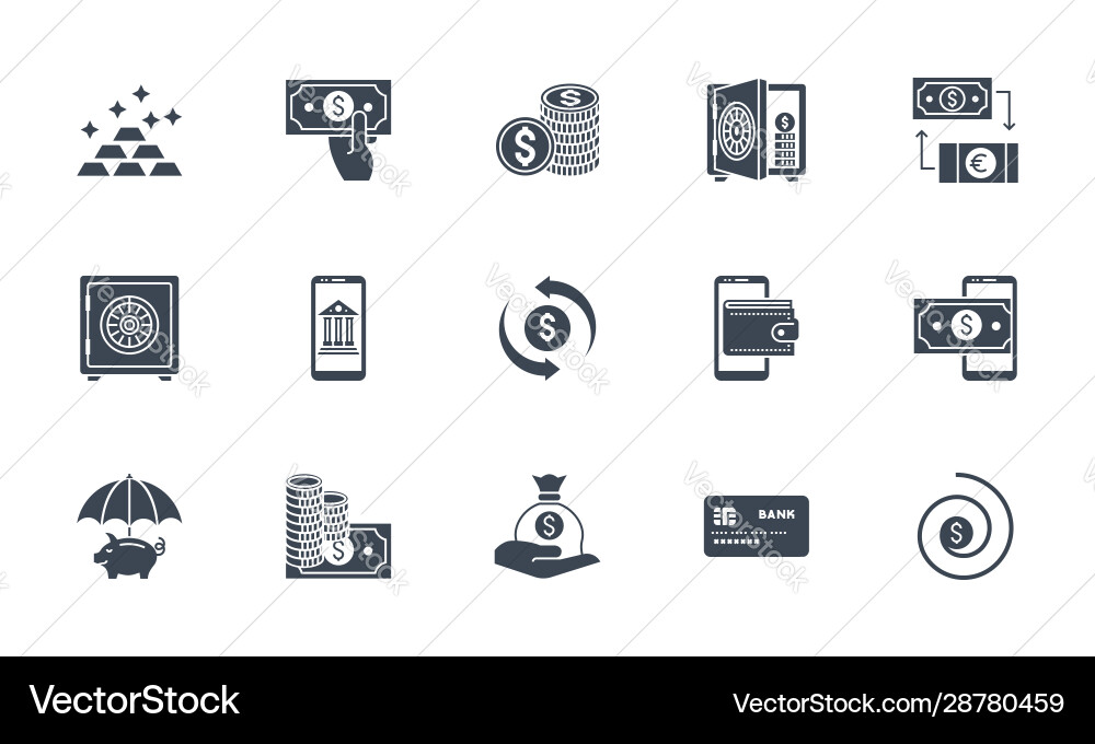 Banking icons set related glyph Banking icons set related glyph vector image