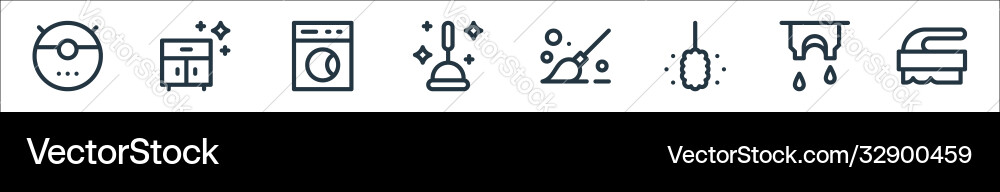 Cleaning line icons linear set quality Cleaning line icons linear set quality vector image