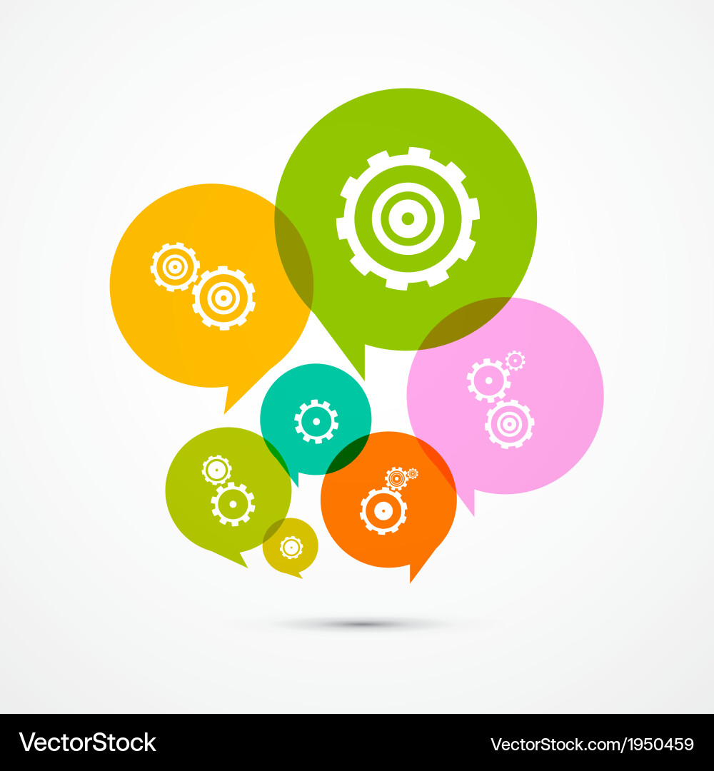 Colorful Cog Gears Icon Set vector image