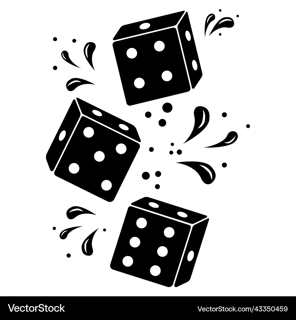 Dice in flight with a drop pattern black doodle Vector Image