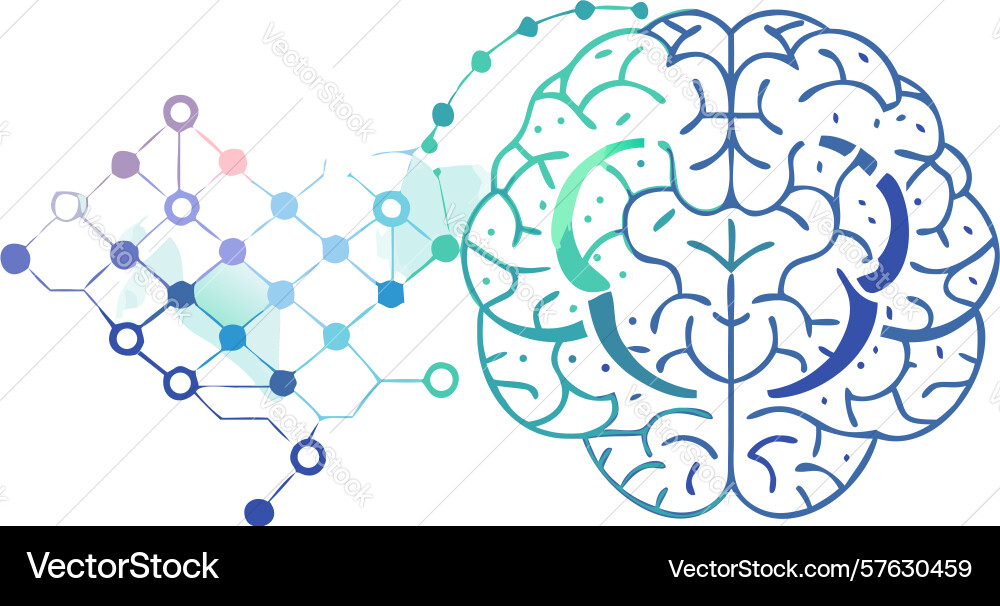 Digital brain network abstract art design vector image