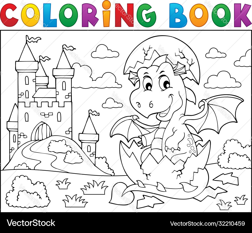 Dragon Hatching from Egg - Coloring Page Vector Image