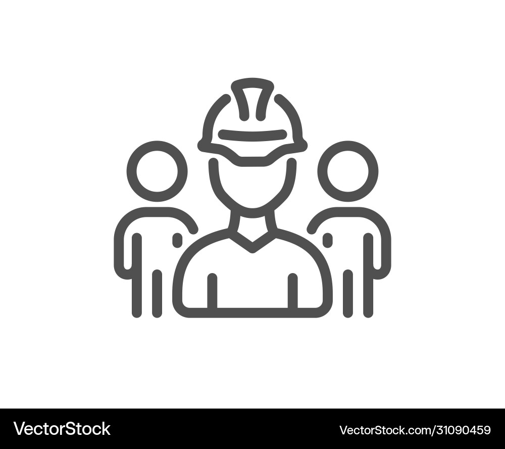 Engineering team line icon engineer or architect vector image