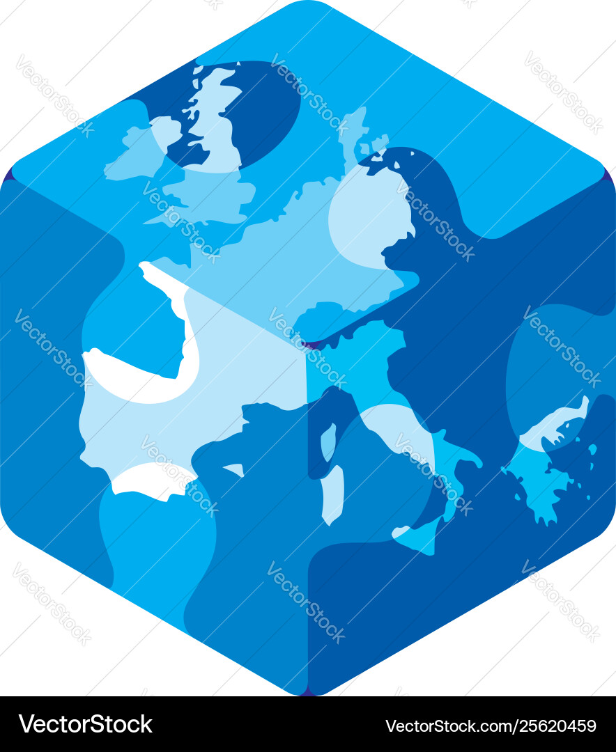 Europe map in a cubic planet vector image