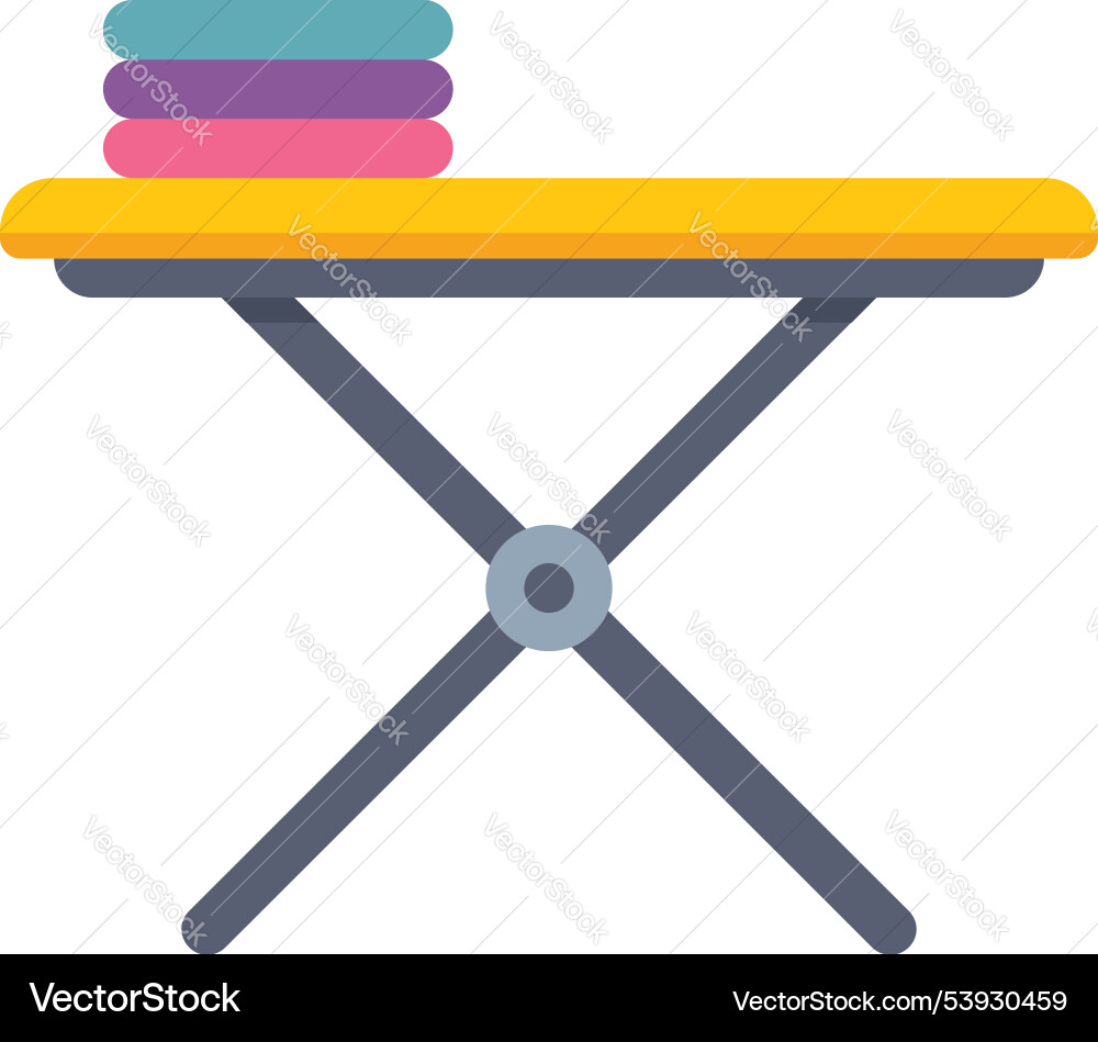 Ironing board with stack of clothes waiting Vector Image