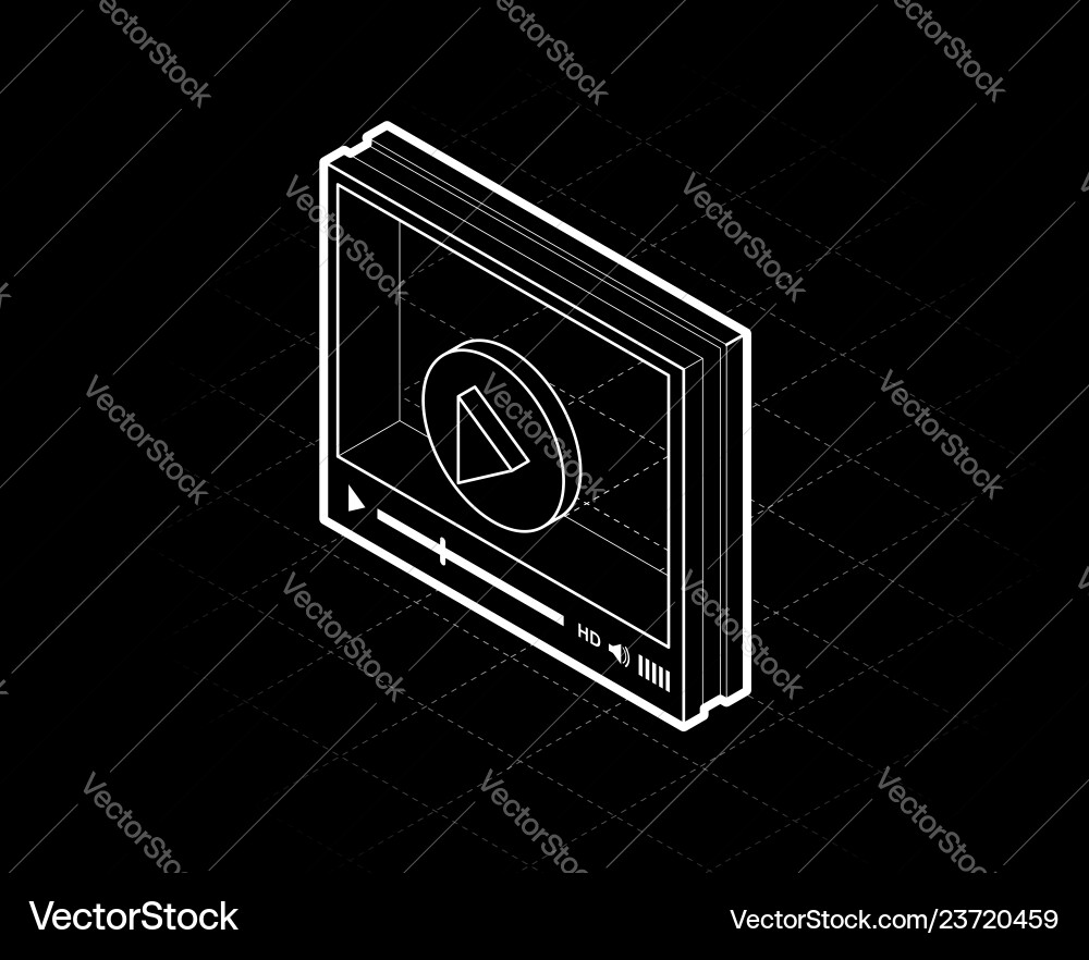 Isometric video player interface for web site Vector Image