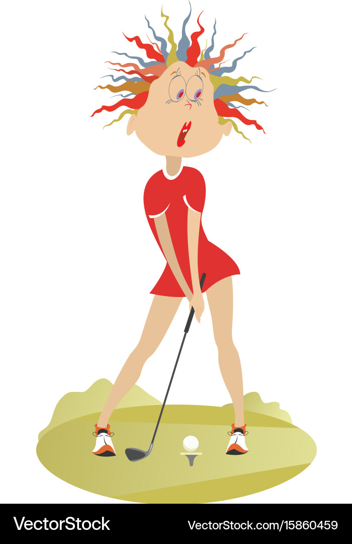 Junge Frau spielen Golf vektorbild