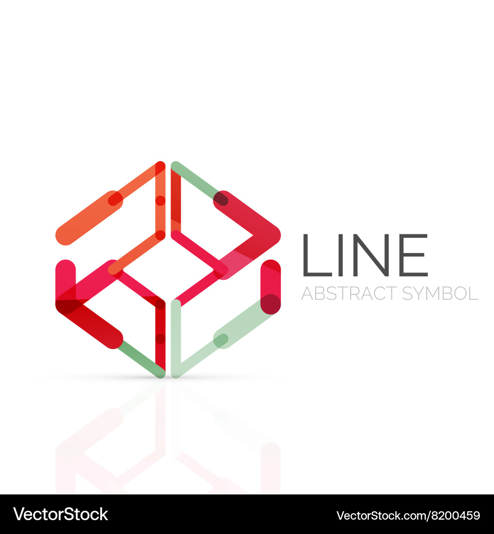 Linear abstract logo connected multicolored vector image