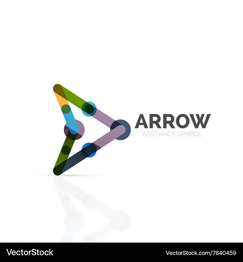 Linear arrow abstract logo connected multicolored vector image