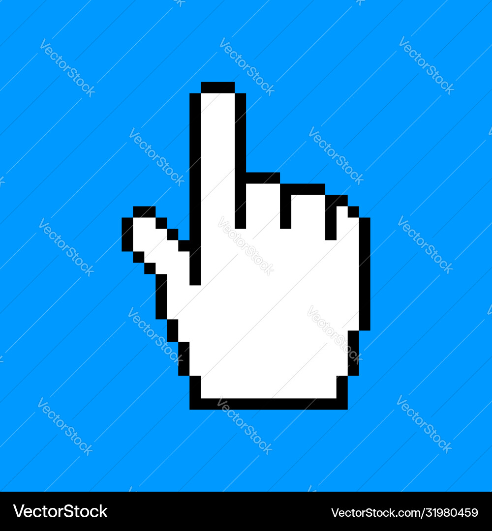 Pixel arrow hand cursor icon created in flat Vector Image