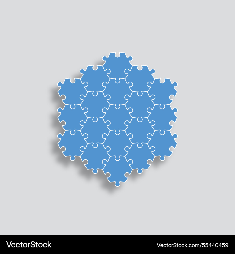 Puzzle pieces game jigsaw grid with hexagonal Puzzle pieces game jigsaw grid with hexagonal vector image