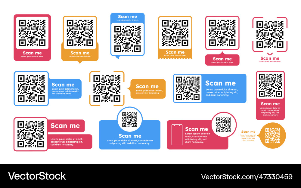 Qr code color set vector image