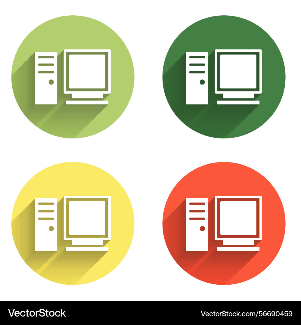 Set computer monitor icon isolated with long Set computer monitor icon isolated with long vector image