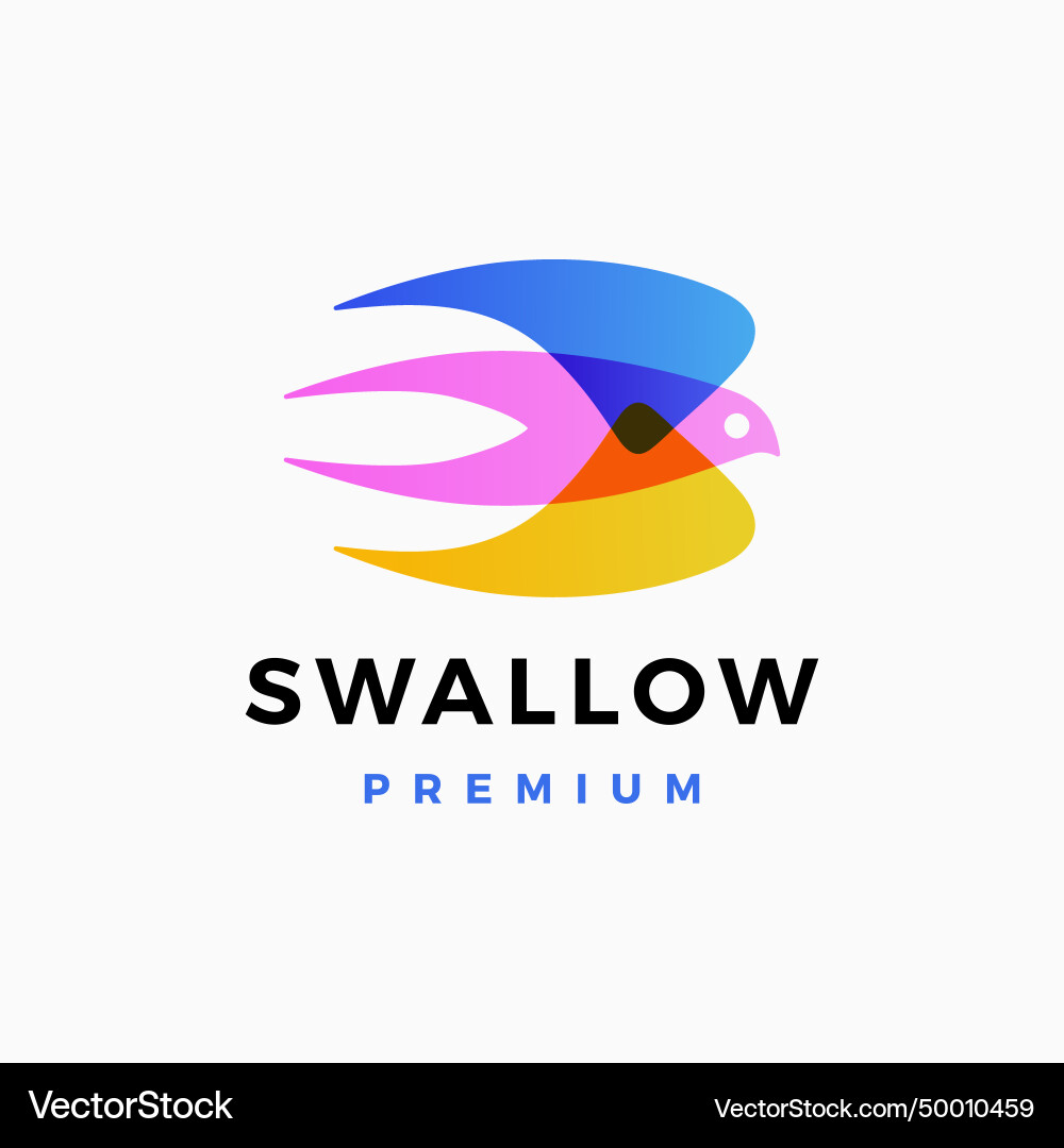 Swallow bird multiply overlapping color gradient Swallow bird multiply overlapping color gradient vector image