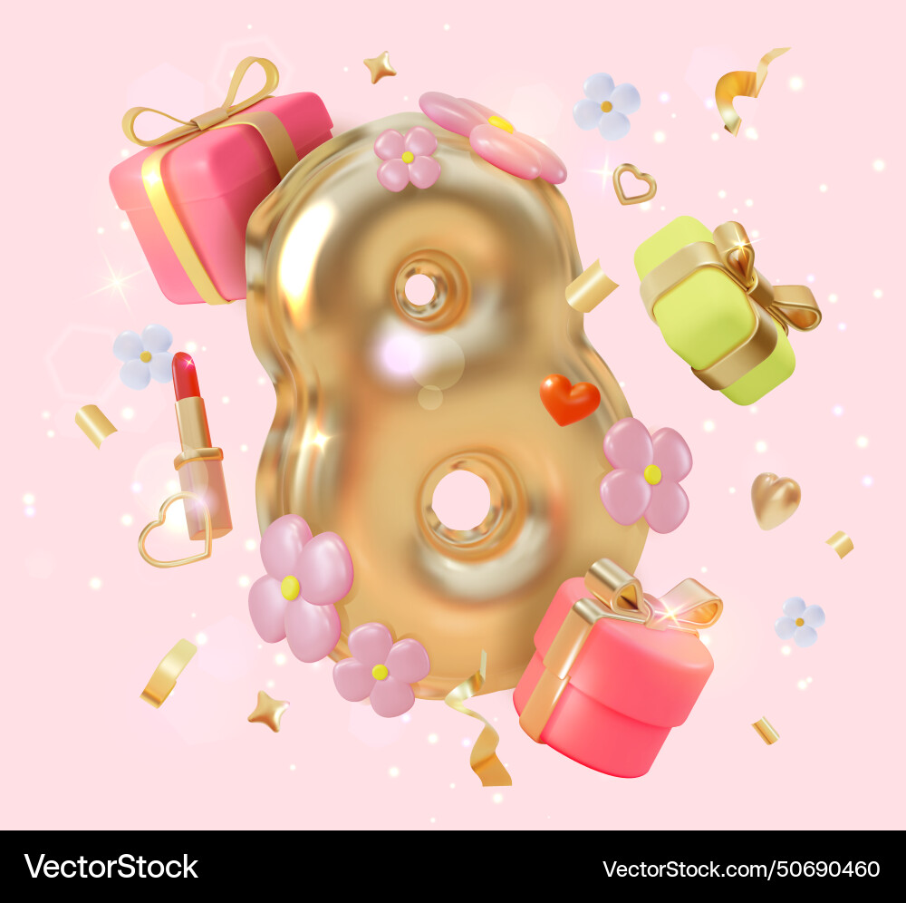 3d happy international women day concept 3d happy international women day concept vector image