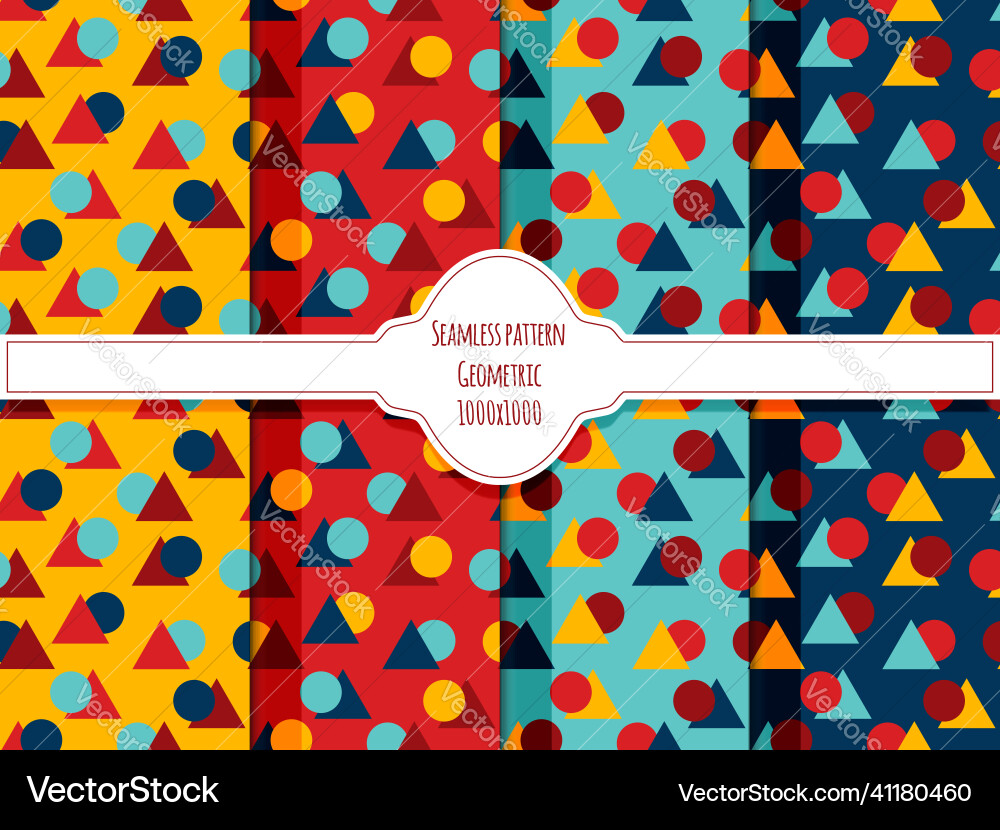 A set of seamless patterns with geometric shapes Vector Image