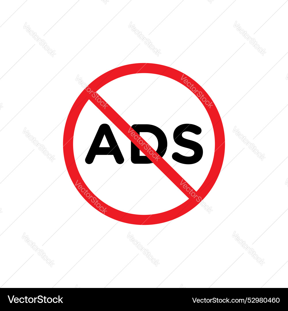 Ad blocker icon set ban and stop add symbol Vector Image