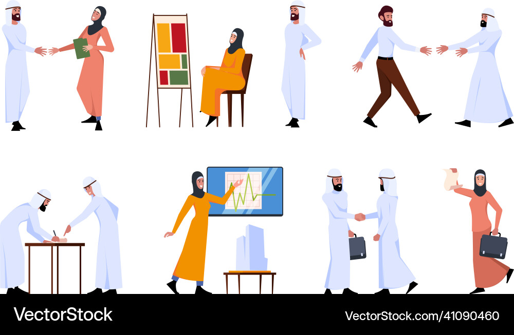 Arab business woman saudi girls working Arab business woman saudi girls working vector image