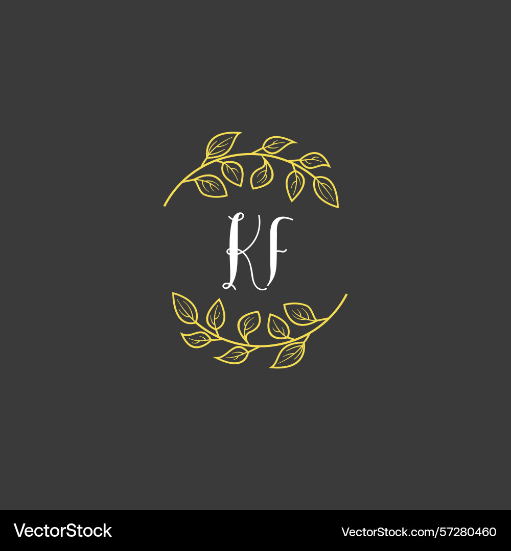 Botanical monogram logos with initial kf Botanical monogram logos with initial kf Vector Image