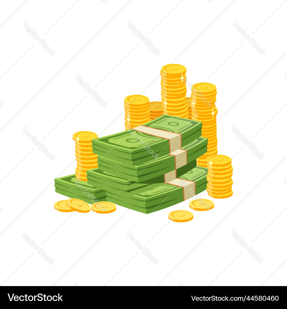 Cartoon money cash paper bills dollar banknotes vector image