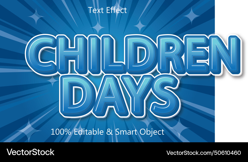 Children Kids Editable Text Effect 3 Dimension Vector Image