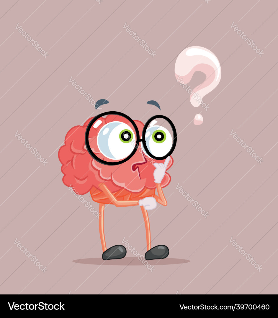 Cute Brain with Questions vector image