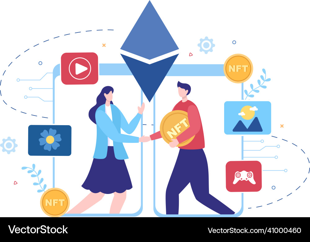 Nft non fungible token crypto art of converting Nft non fungible token crypto art of converting Vector Image