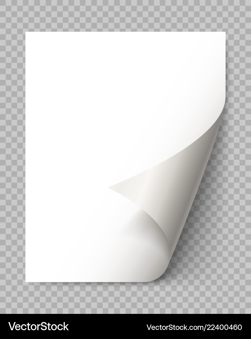 Page curl with shadow on blank sheet of paper Page curl with shadow on blank sheet of paper vector image