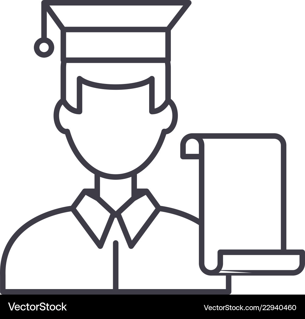 Professor teacher line icon concept Vector Image