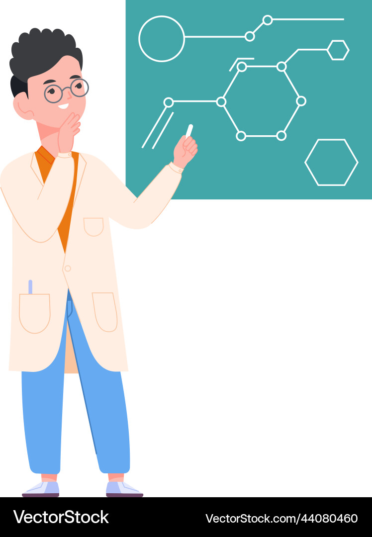Scientist solving problem man thinking about Scientist solving problem man thinking about vector image