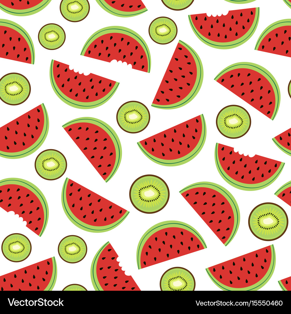 Seamless pattern with watermelon and kiwi Vector Image