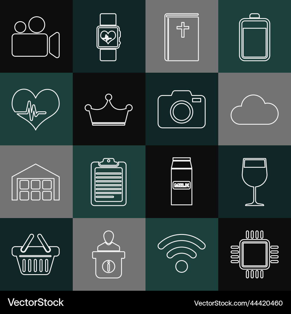 Set line processor with cpu wine glass cloud Set line processor with cpu wine glass cloud vector image