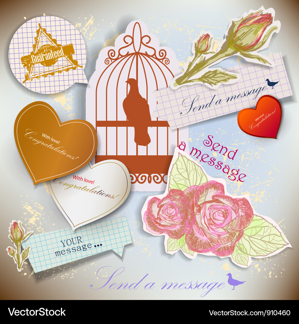 Set of paper speech bubbles scrapbook elements Vector Image