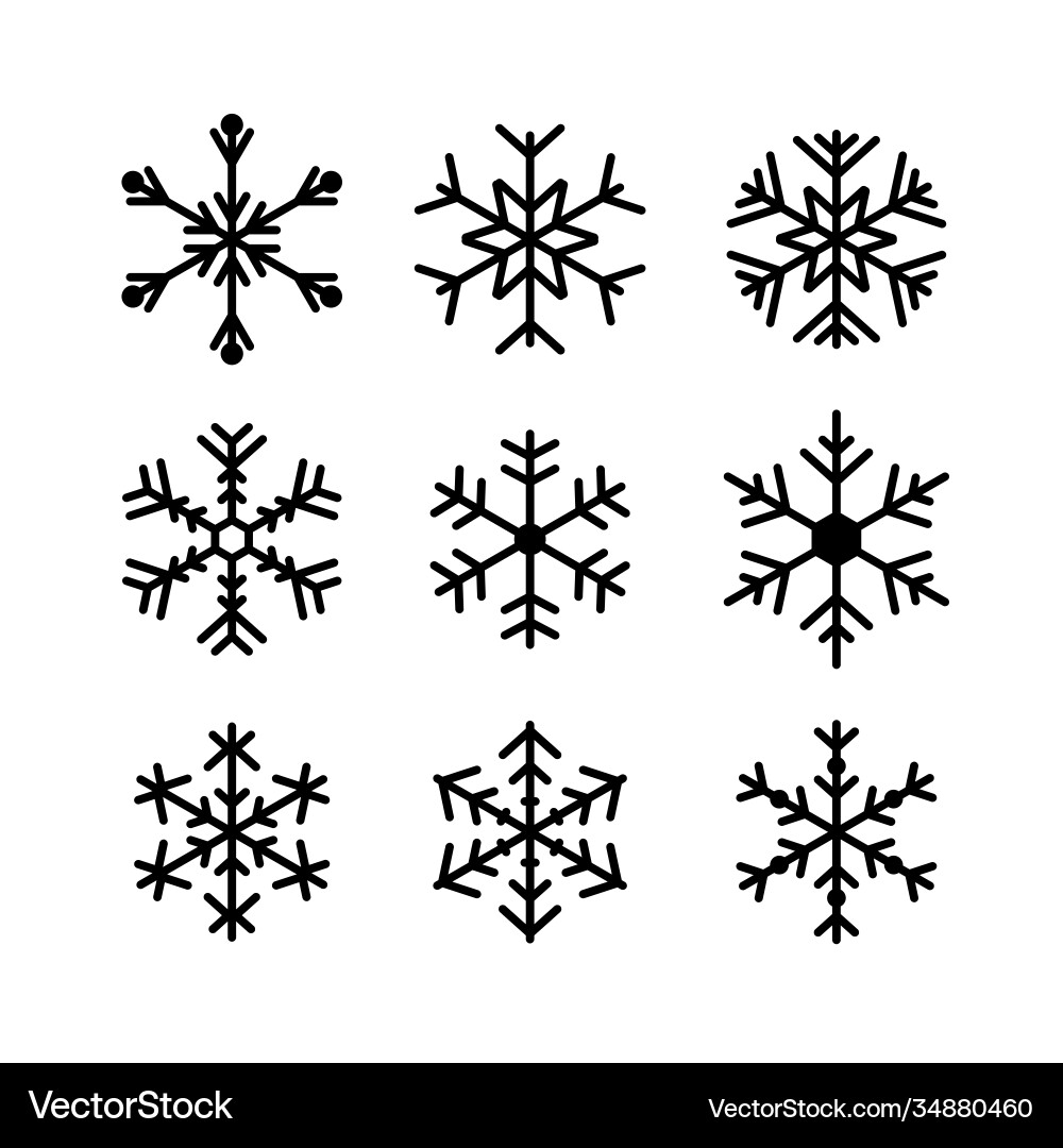 Snowflake icon set isolated on white background vector image